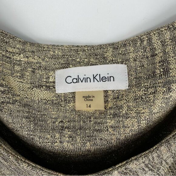 Calvin Klein Women’s Round Neck Sleeveless Gold Midi Dress size 14 - Picture 2 of 3
